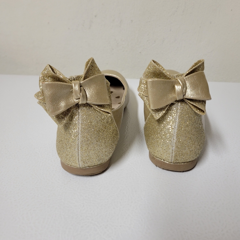 Girls Self Esteem Size 4 Gold Ballet Flats with Bow Accent - Picture 5 of 11
